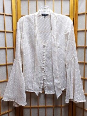🖤  Unique Vintage Smak Parlor Swiss Dot Bell Sleeve Blouse Junior's S